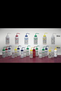 Bild von Bel-Art Safety-Labeled 2-Color Ethyl Acetate Wide-Mouth Wash Bottles; 500ml
